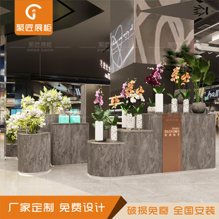 Shopping mall image frame iron design decoration high-end custom rose flower vase display table island display cabinet