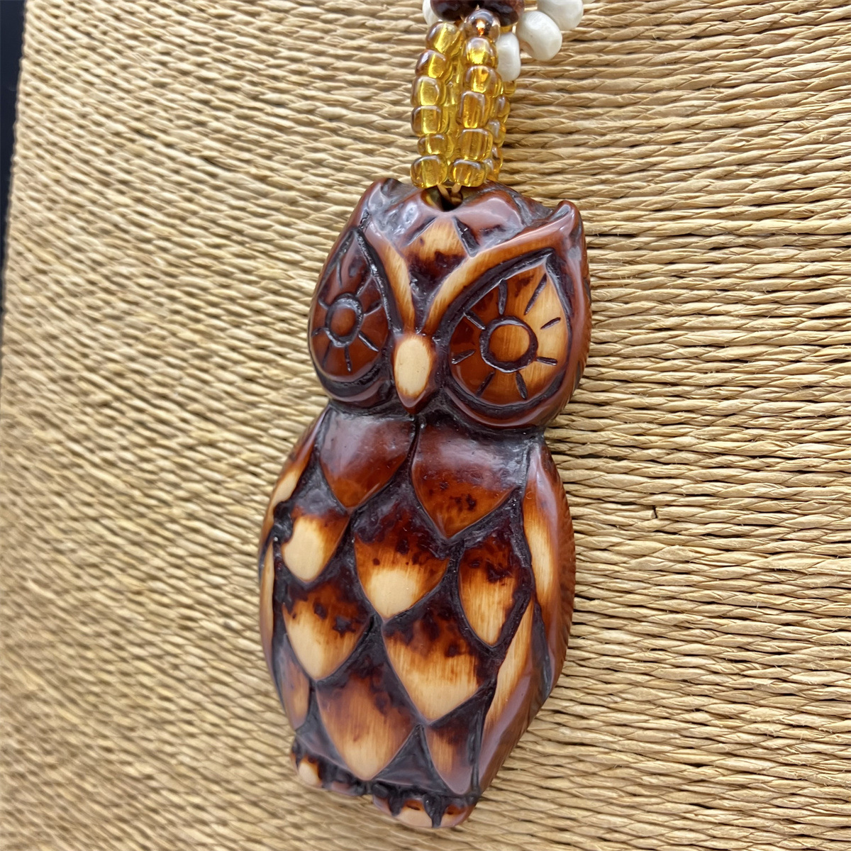 54g Weight Sweater Chain, Long Necklace, Necklace Classification 1 Piece Quantity Holiday, Street Occasion Wood, Resin Material Cat, Owl, Eagle Pattern Women's Gender Casual, Retro Style Casual Retro Cat Owl Eagle Wood Resin Pendant Necklaces Wholesale 4