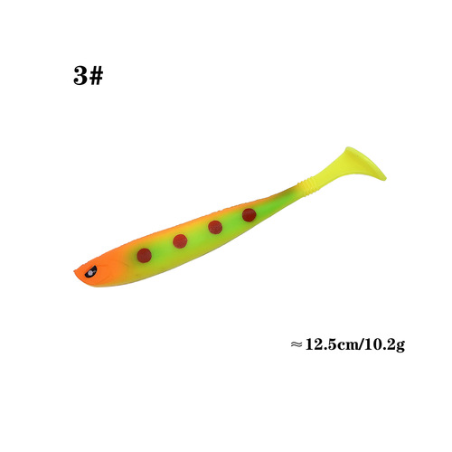 Cross-border special-shaped eye T-tail soft bait 12.5cm/10g grooved rainbow fish PVC Lua soft bait on the back