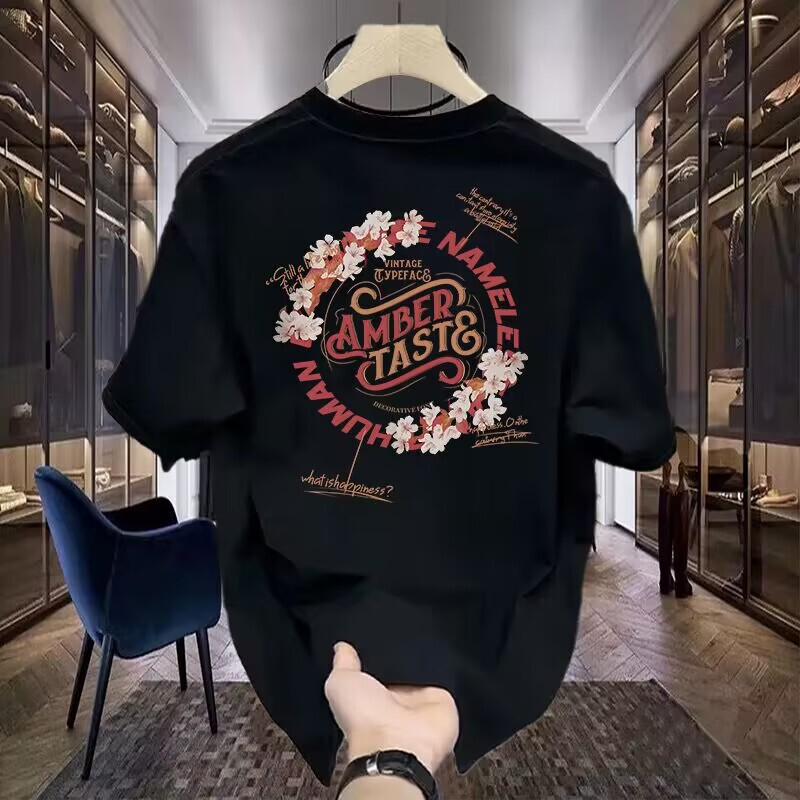 plus size Men's Short-sleeved T-shirt Men's Oversized Loose Cotton Crewneck Short T-shirt Men's Short Shirt