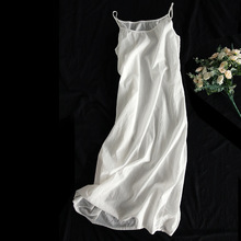 2022年文艺百搭轻薄长款棉吊带连衣裙女新款内搭衬裙白色打底裙