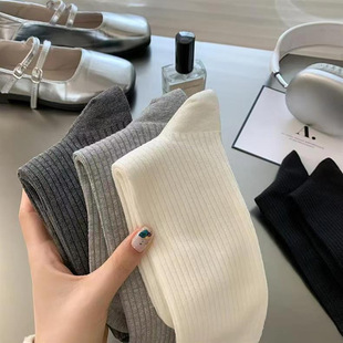 Socks Women's Summer Thin Solid Color Soft Waxy Stacked Socks High Barrel Long Barrel Cotton Stockings Ultra-thin Lolita
