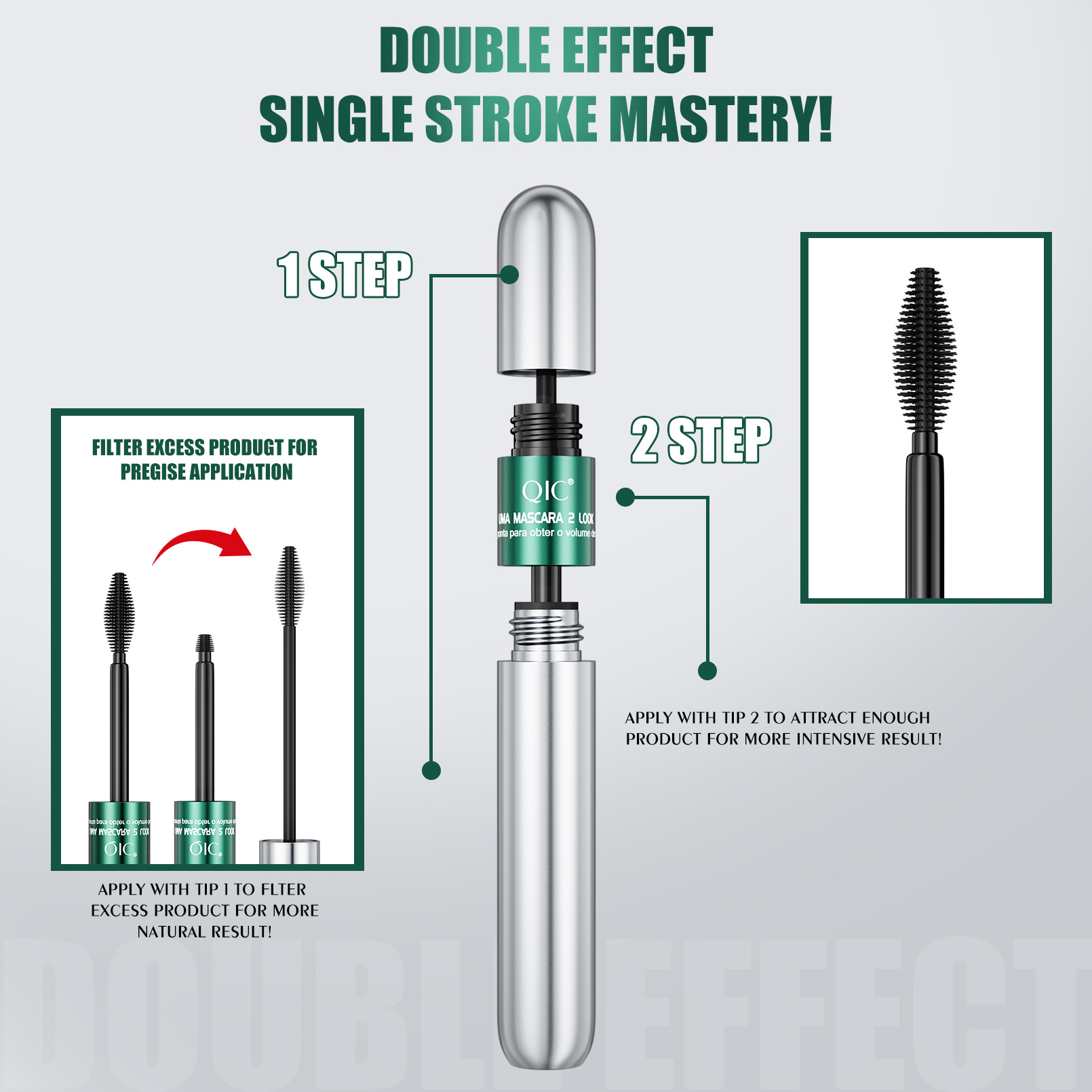 Qic Qicai Double-Effect 4D Mascara Waterproof Long Curling Natural Thick 2in1 Mascara North American Makeup Qic Qicai Double-Effect 4D Mascara Waterproof Long Curling Natural Thick 2in1 Mascara North American Makeup
