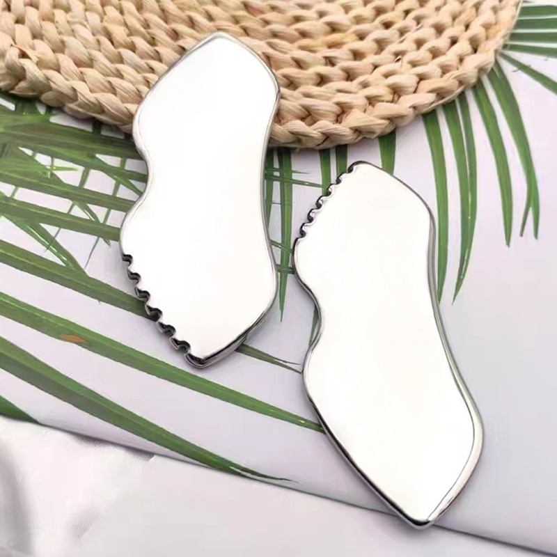 304 placa de acero inoxidable con dientes en forma de labios masaje facial herramienta de belleza cuchillo fascia drenaje meridiano herramienta de belleza