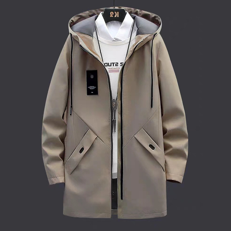 Coupe-vent printemps et automne 2024 Veste mi-longue ample coréenne pour hommes, manteau décontracté tendance_voghion.com