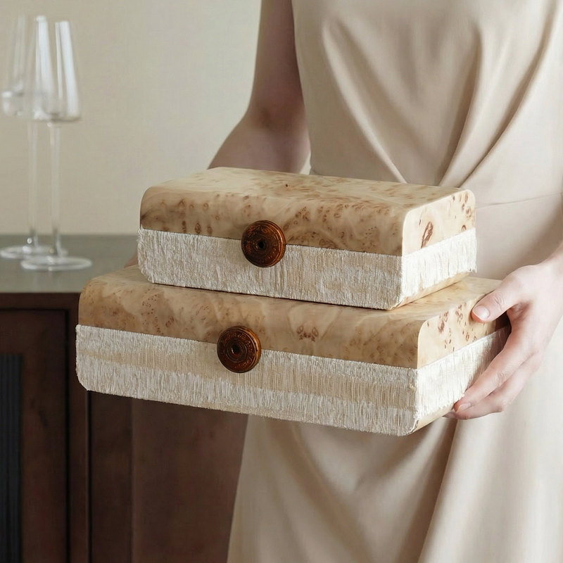 Retro Wabi-Sabi Style Model Room Sales Office Desktop Jewelry Storage Box, Simple and High-End Designer Decoration