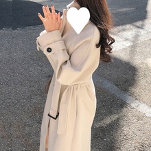 夹棉加厚2023冬季新款韩版中长款宽松显瘦毛呢外套女秋呢子大衣