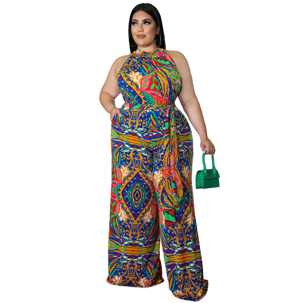 Women's Daily Vintage Style Color Block Full Length Printing Jumpsuits display picture 3