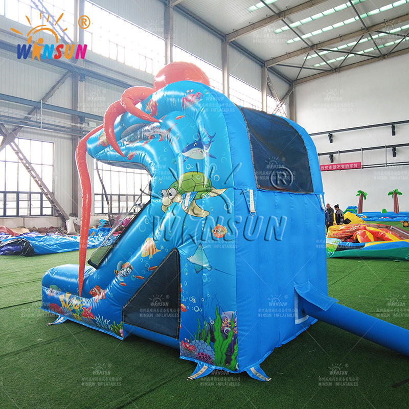 Inflatable octopus slide trampoline ocean theme outdoor children model foreign trade factory new wholesale clip mesh cloth