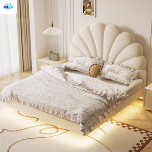 Petal Bed Modern Simple Suspended Fabric Bed French Cream Style Double Bed Small Apartment Internet Celebrity Girl Princess Bed