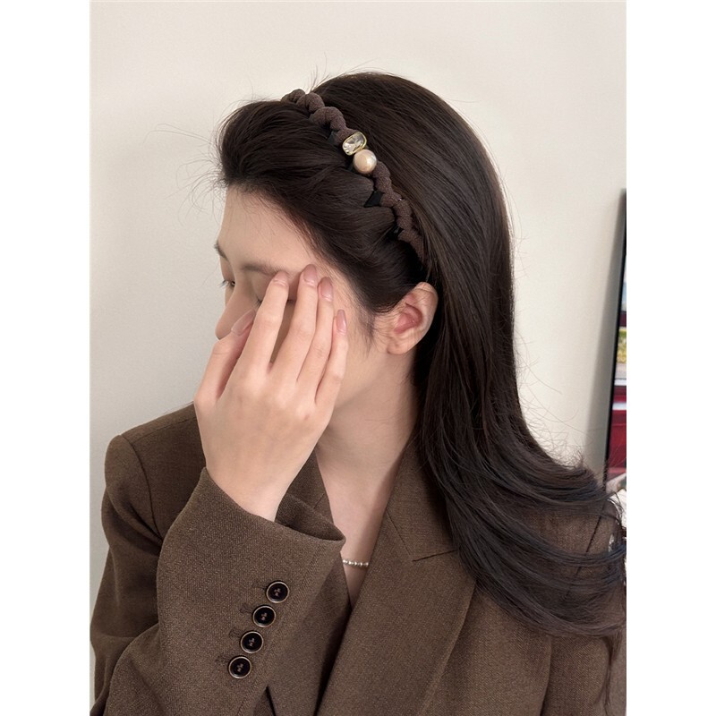 パールハイヘッドバンド歯付き滑り止めヘッドバンド女性用2025年秋冬新作ハイエンドデイリーウェアヘッドバンド|undefined