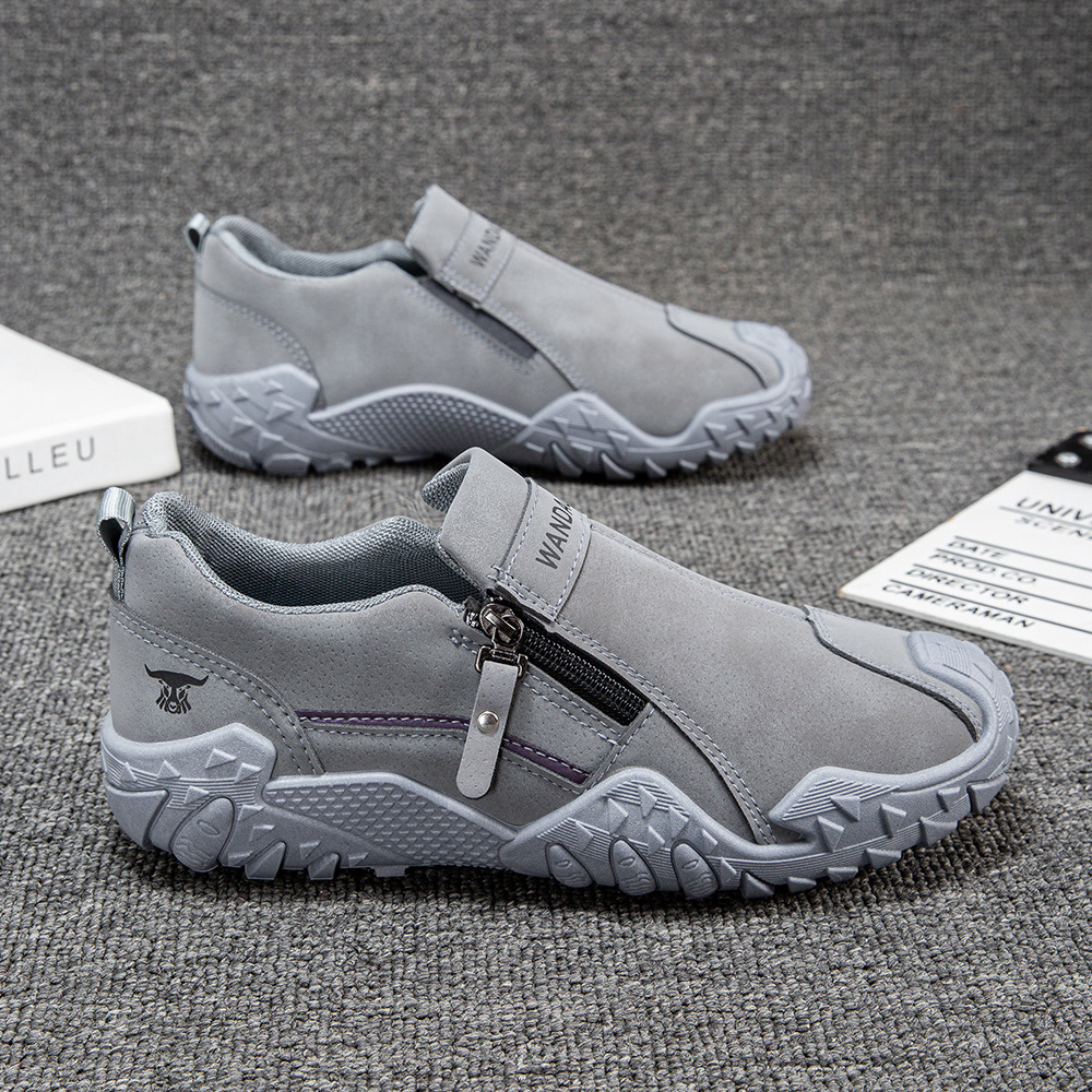 Zapatos de hombre nuevos zapatos casuales con cremallera lateral de moda zapatos de trabajo de suela gruesa al aire libre cuatro estaciones zapatos deportivos perezosos