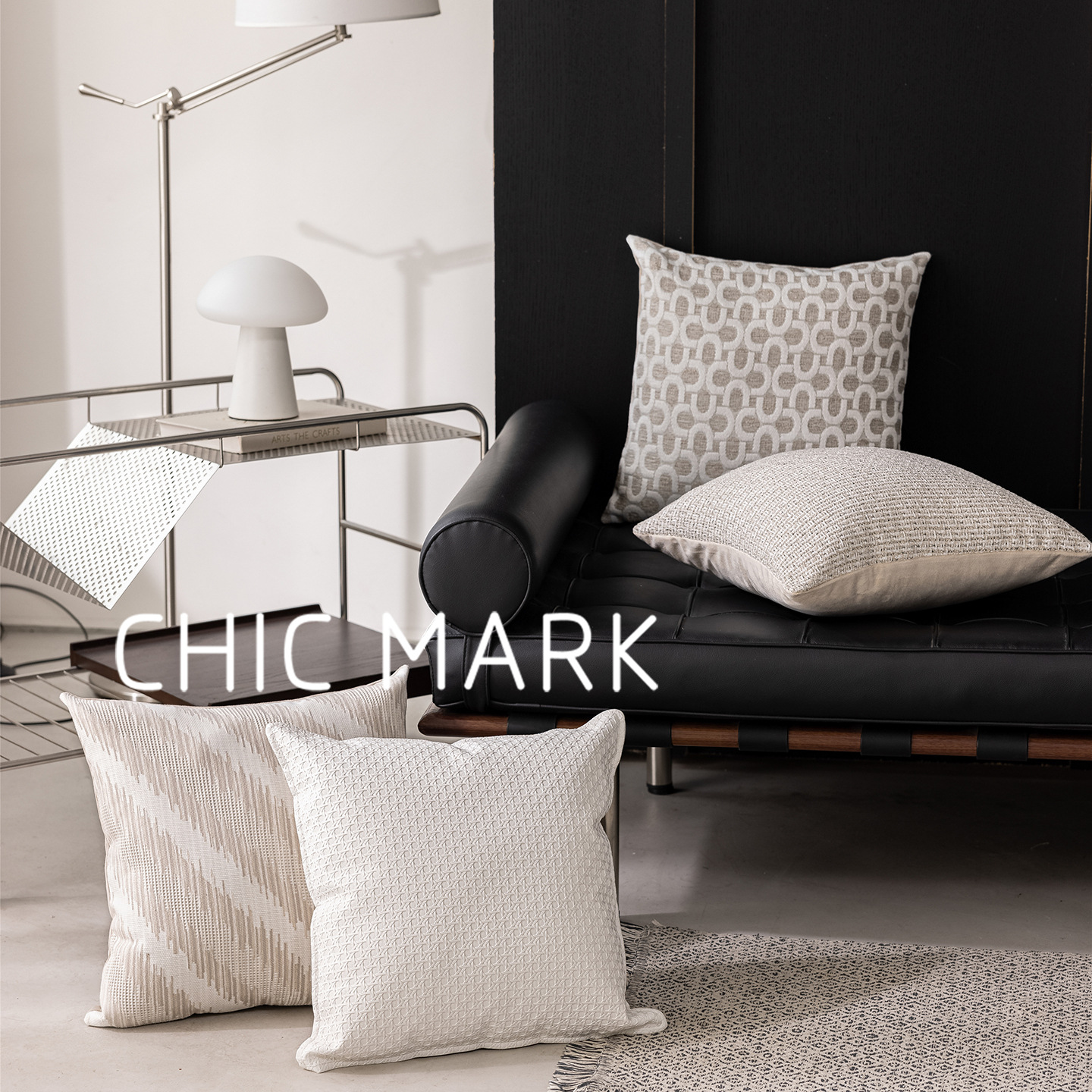 蔓臻 现代轻奢PU皮腰枕客厅沙发靠垫办公室靠枕编织方形汽车抱枕