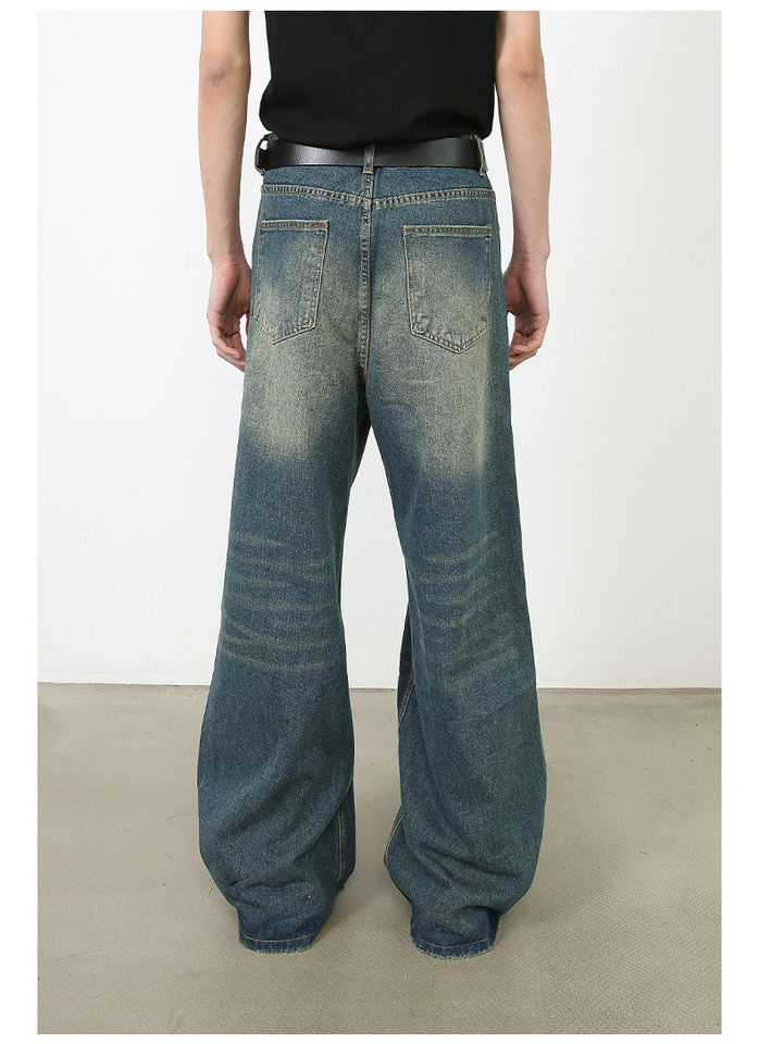 Quần jean nam ống rộng dáng suông màu bò nguyên bản phong cách Mỹ — Denim đen, Ngụy trang màu mơ, màu xanh cổ điển, màu xanh denim chi tiết 25