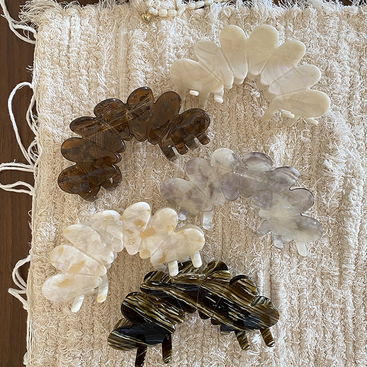 55g Weight French Elegant Acetate Petals Grip Women's Elegant High Sense Barrettes Back Head Updo Shark Clip Hairware
