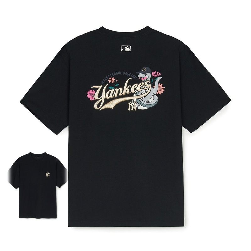 クロスボーダー MLB&NY ベーシックプリント高品質レディース T メンズ半袖コレクション共同ブランドの純綿通気性ボトリングシャツ|undefined
