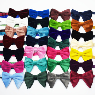Men's Bow Tie Horn Collar Velvet Double Layer Large Bow Pure Color Photography Suit Wedding Tuxedo Bow Tie