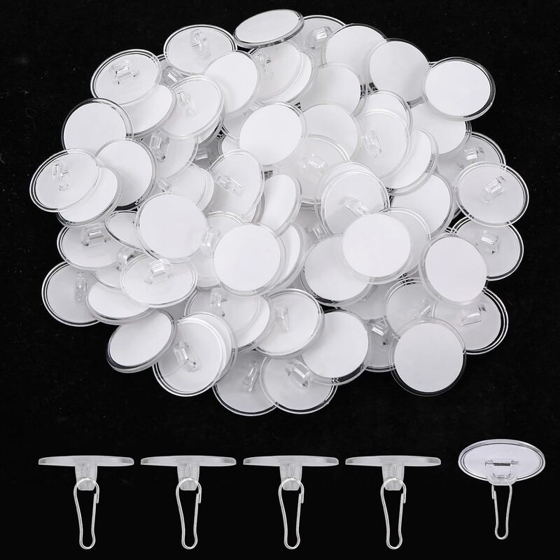 100 Pieces of Ceiling Hooks 2cm Self-Adhesive, Transparent Wall Hooks Self-Adhesive Hooks Suitable for Walls