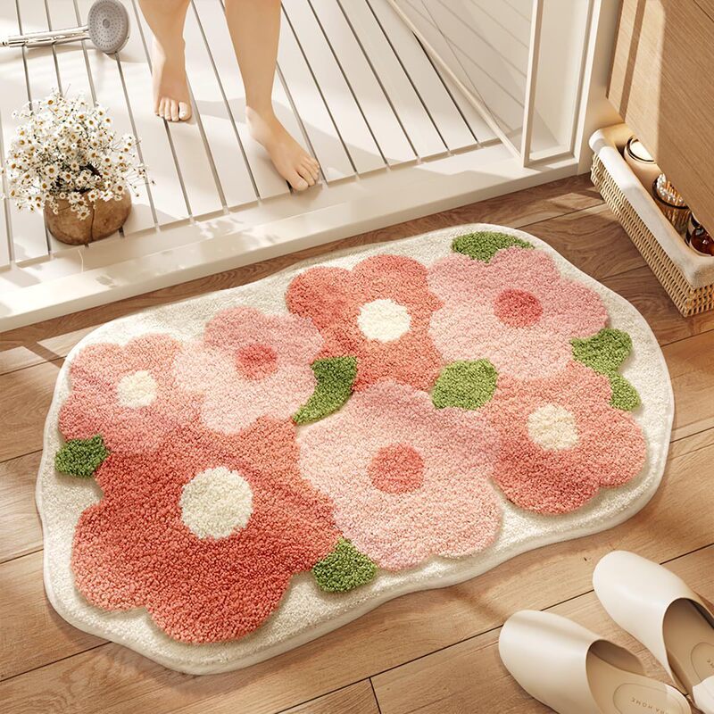 Cross-Border Scandinavian Ins Style Imitation Cashmere Floor Mat Room Bedside Decorative Cooling Mat Bathroom Water-Absorbent Non-Slip Foot Mat