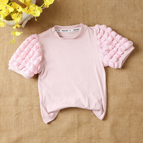 Children's Summer Short Sleeve Summer New Pure Color Girl Korean Version Baby Cotton Material Girls' Top Cross-border Black and White