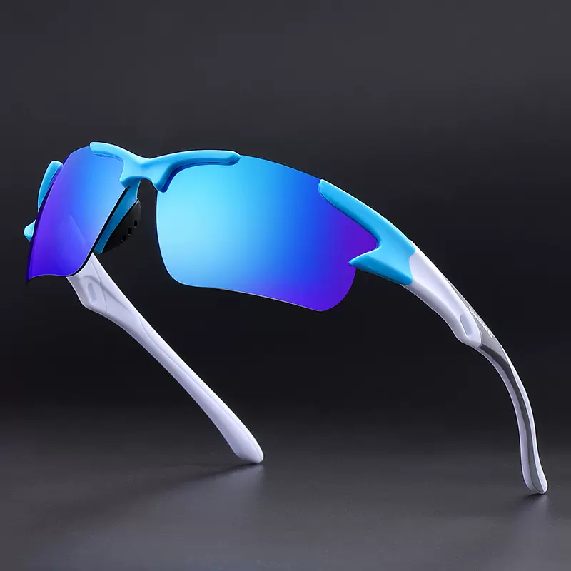 新款偏光太阳镜双色半框运动炫彩墨镜户外骑行欧美跨境风镜有LOGO