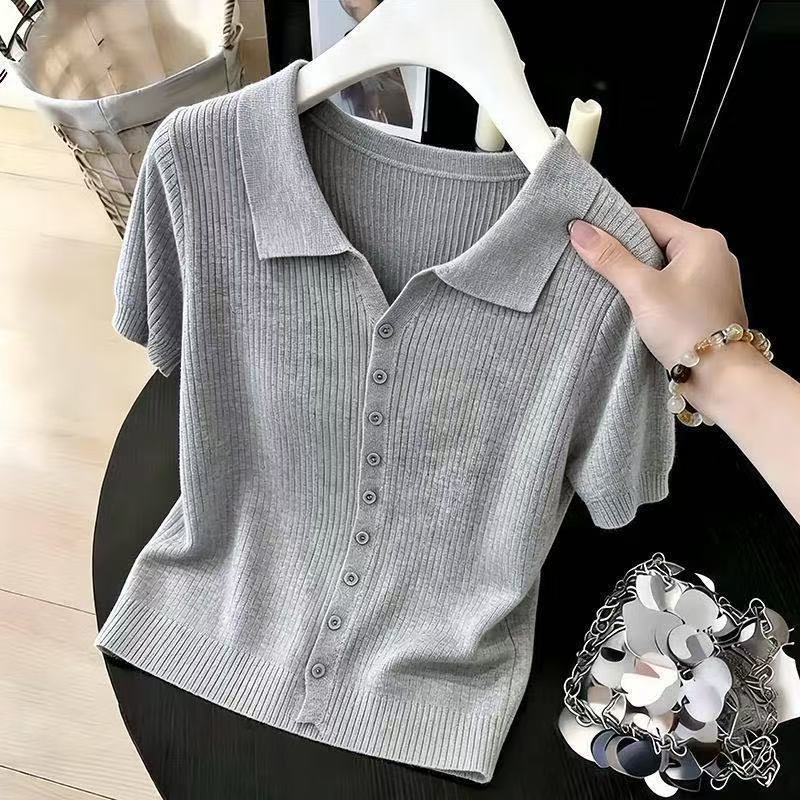 Women's Clothing French Style Knit Cardigan Gentle Elegant Short Sleeve Slimming Flattering Top For Summer_ecoleips.com