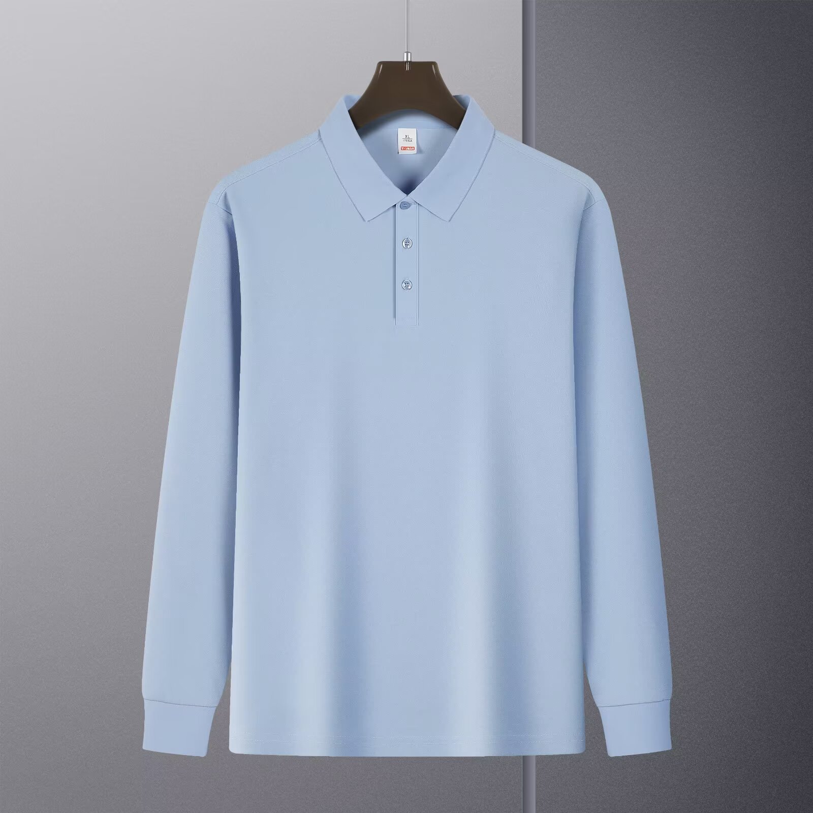 New Autum Fashion Long-Sleeved Round Neck Shirt Antibacterial Solona Contrasting Color T-Shirt Pure Cotton Casual Wear Polo Shirt