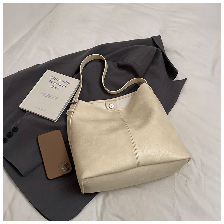 Korean style, retro, large-capacity tote bag for women, new summer 2025, versatile, fashionable, simple and solid color crossbody bag Specification drawing