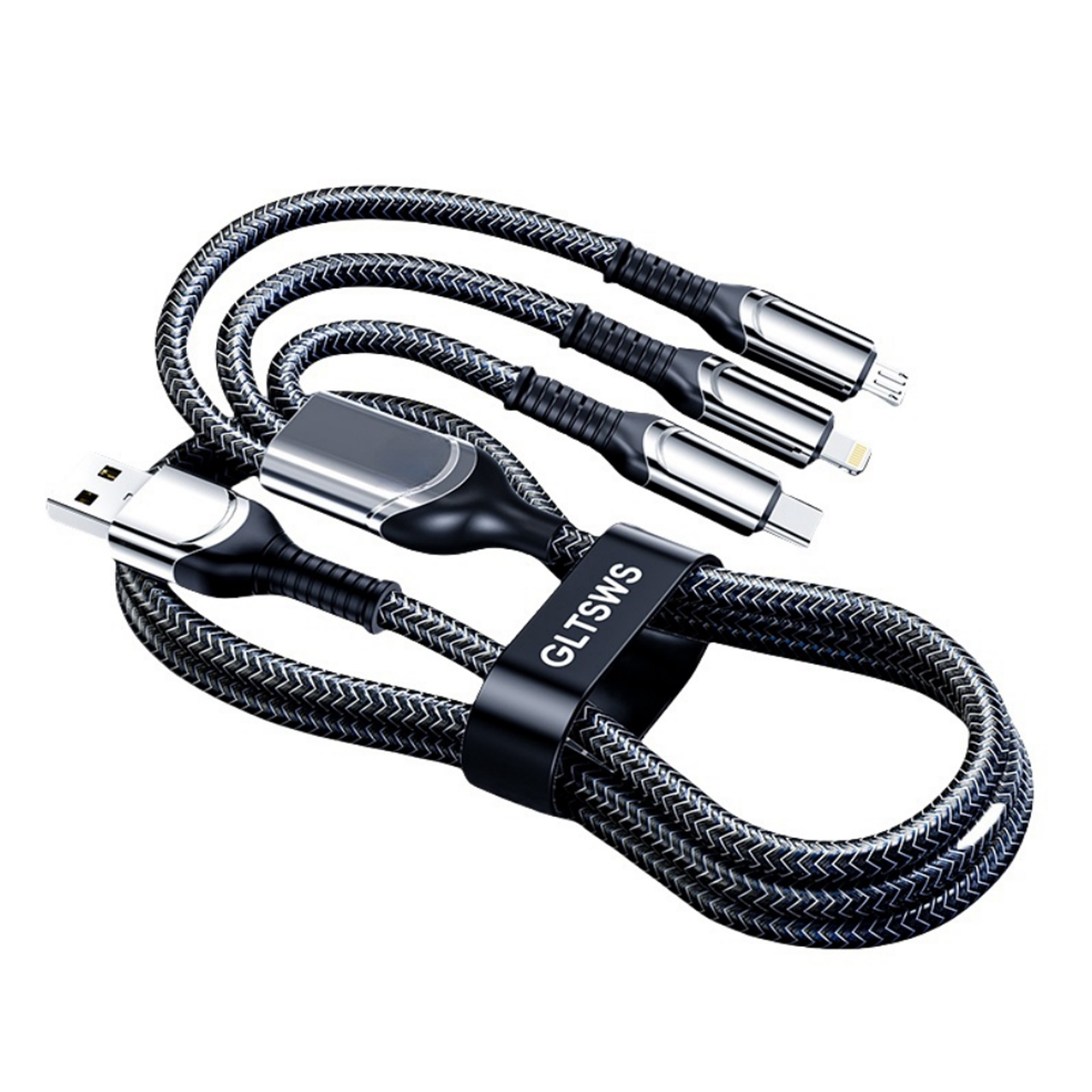 Shunwang Shun 240W 1-to-3 Super Fast Charging Kit 3-in-1 Data Cable Compatible with Apple Huawei Smartphones Charger