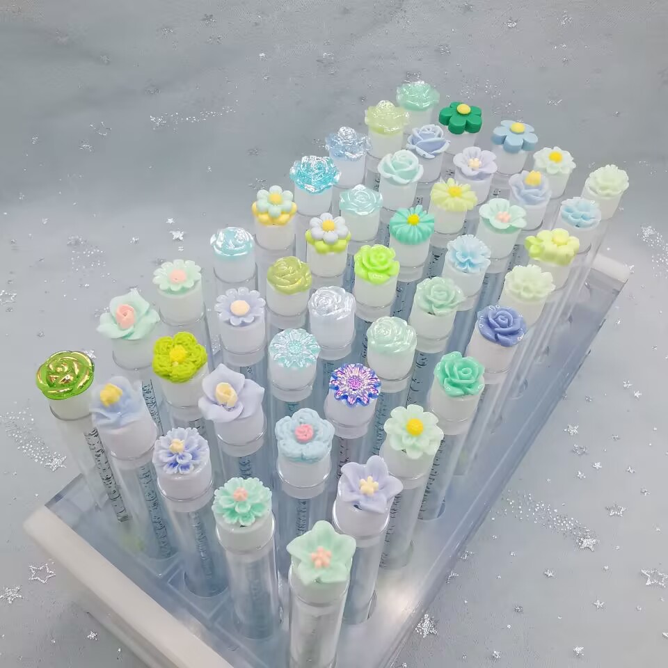 跨境外貿嫁接假睫毛刷花系款水晶杆睫毛卷管塑料透明試管裝睫毛刷