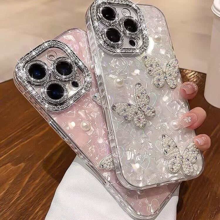 Fine Hole Shell Pattern Suitable for Iphone11 Apple 17Promax Mobile Phone Case 13 Pearl Bow 12/15Pro