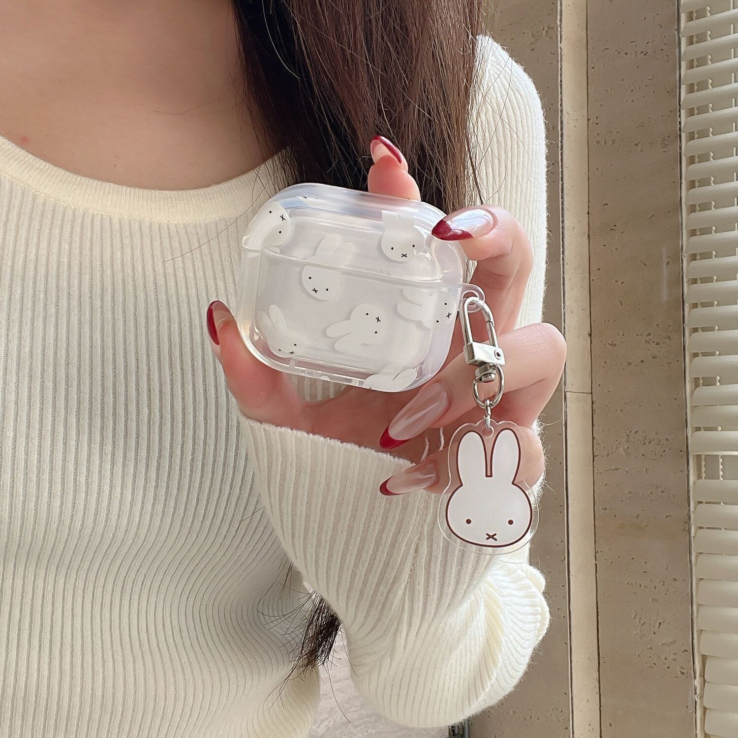 Ins línea de pantalla completa conejo adecuado para airpodspro3 / 2 auriculares airpods4 generación estuche de protección bluetooth