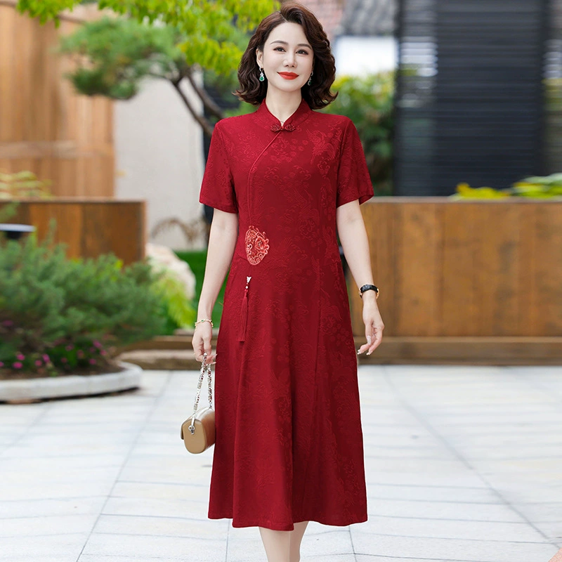 Китайская ретро мама летнее платье с короткими рукавами