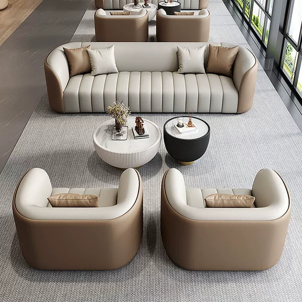 Office reception sofa and coffee table set, light luxury beauty salon, sales department rest area, leisure meeting table and chair set