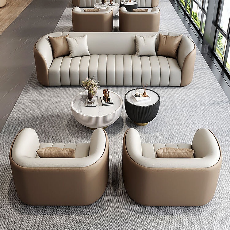 Office reception sofa and coffee table set, light luxury beauty salon, sales department rest area, leisure meeting table and chair set
