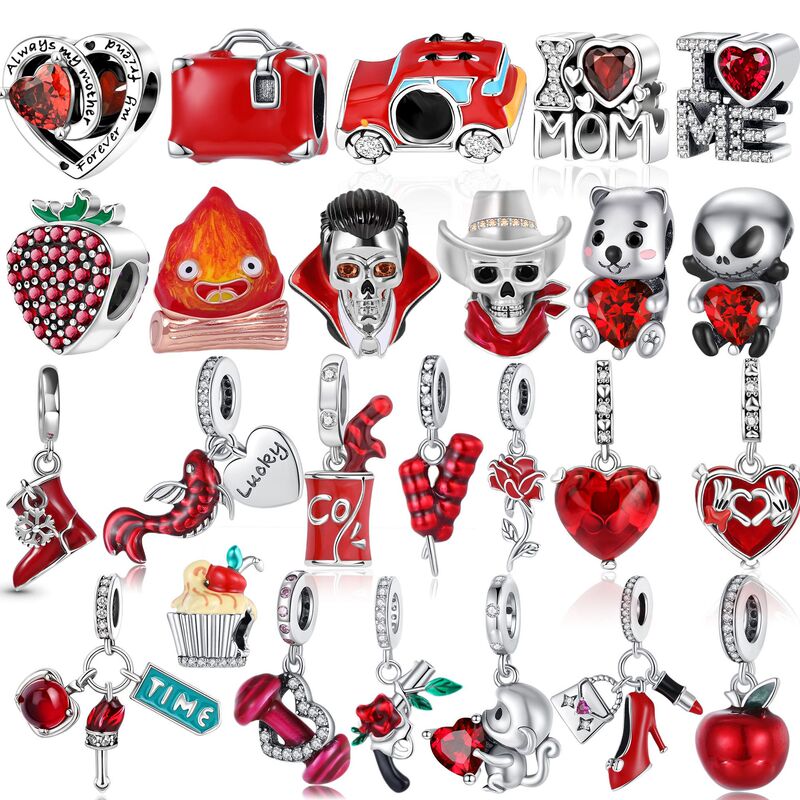 AliExpress source white copper plated thick silver red series European and American fashion DIY bracelet jewelry accessories beads pendant AliExpress source white copper plated thick silver red series European and American fashion DIY bracelet jewelry accessories beads pendant