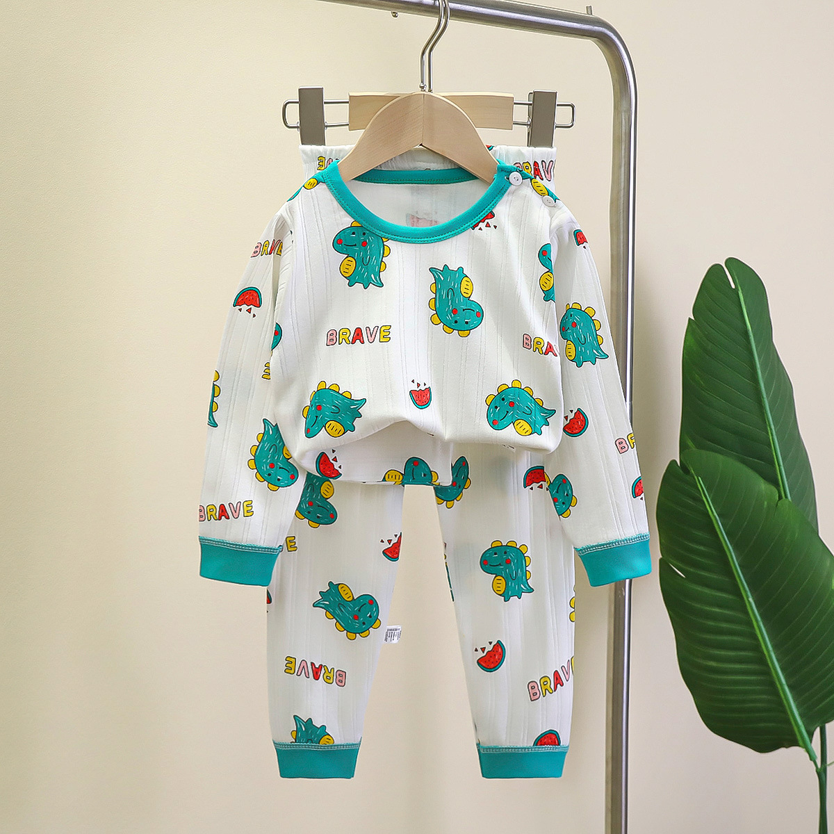 Ropa de otoño para niños pantalones largos niños y niñas Otoño Nueva ropa interior de algodón jacquard traje de manga larga pijamas desgaste del hogar bebé