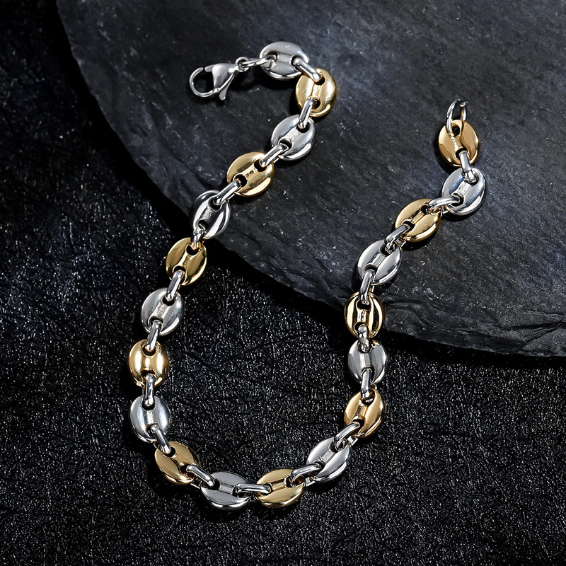 Gold Cross Bracelet for Men, Titanium Steel, Non-Fading, Cross-Border Hot Selling Bracelet for Women, Fashionable and Simple Design Jewelry Wholesale