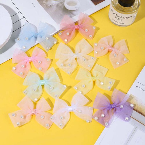 Korean-style exquisite bow accessories children's hair accessories shoes bags clothing accessories pearl mesh wholesale handmade