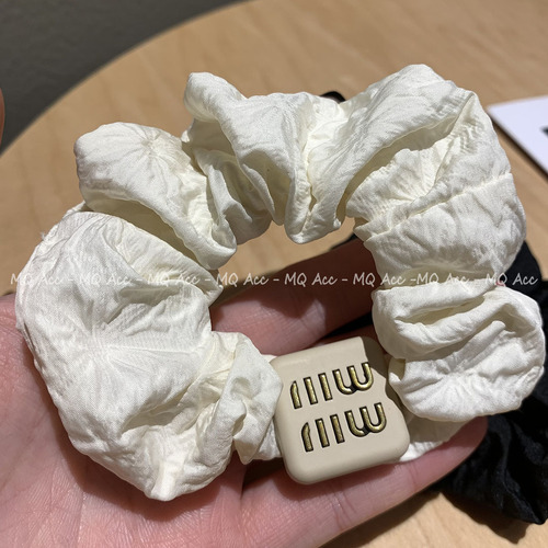 Luxury Letter M1U French-style large intestine hair tie, trendy retro versatile elegant hairband for women, elastic hair accessory
