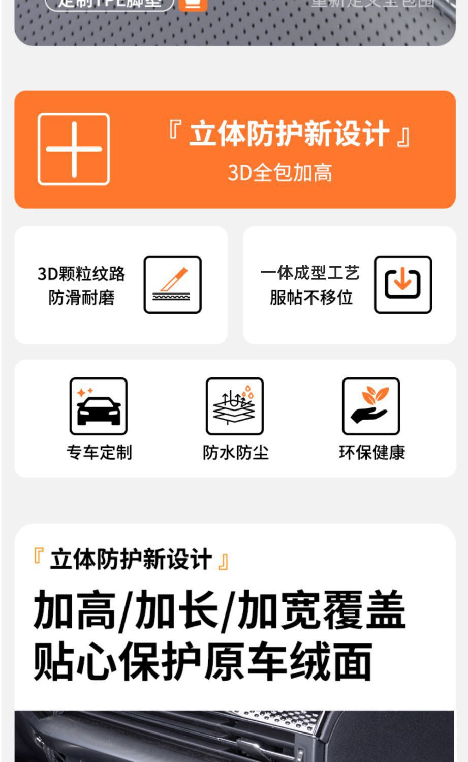 TPE car floor mat, full coverage for five-seater, single driver's seat, carpet-style, double-layer silk loop, upper layer for rear seats