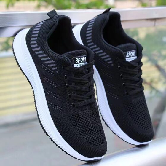 2024 Four Seasons New Men's Flying Mesh sneaker Fashionable All-match Breathable Casual Shoes Comfortable Walking Shoes