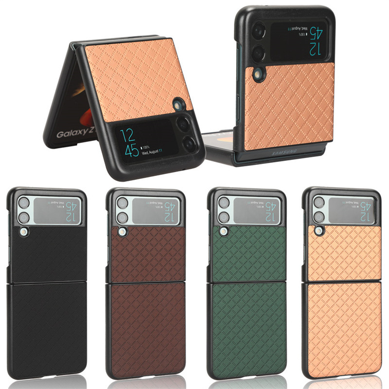 Suitable for Samsung Galaxy Z Flip3 mobile phone case Zflip 3 fold folding screen protector sheath small plaid leather case