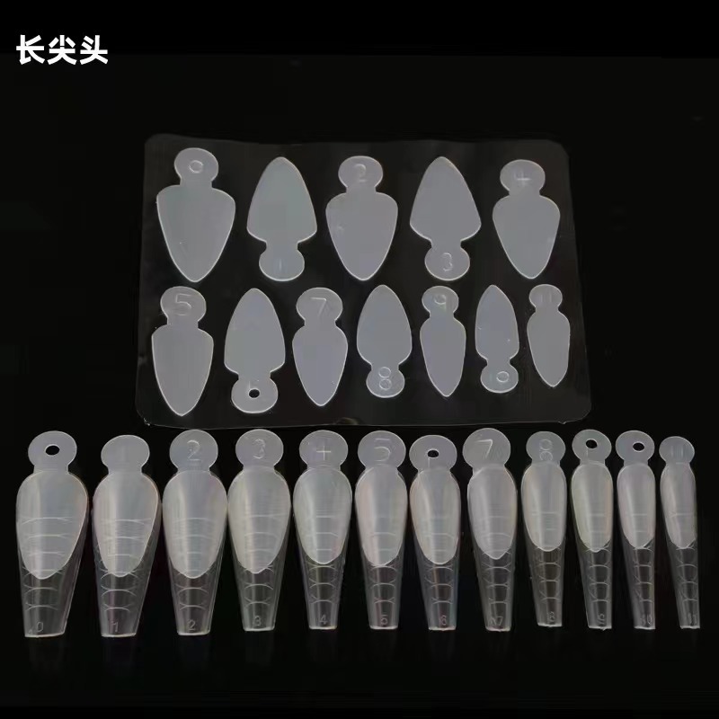 Molde de película de uñas de cristal de uñas popular transfronteriza sin pegamento de extensión de soporte de papel 12 piezas de molde de uñas pegatinas francesas no tallado de silicona de molienda