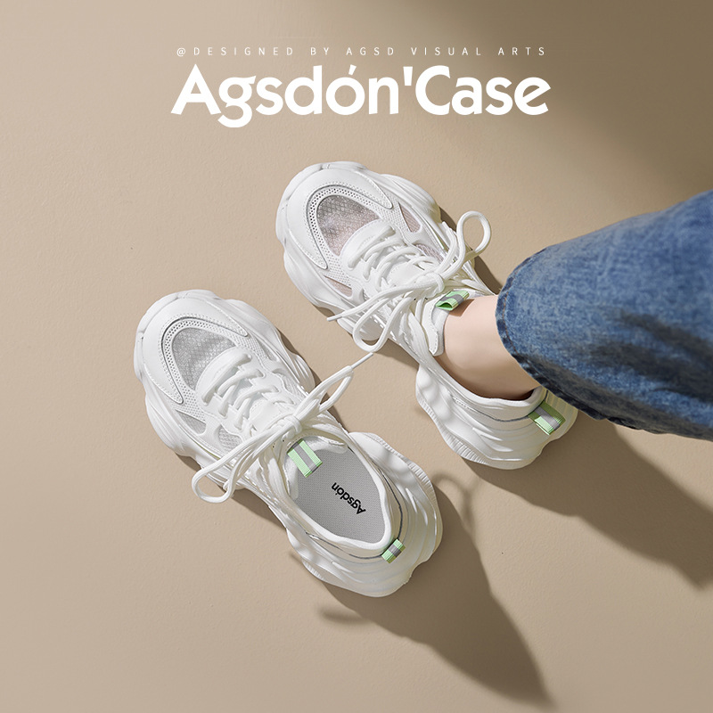 Augu Shi Deng red zapatos padres mujeres 2025 verano nuevos zapatos delgados con suela gruesa zapatos deportivos casuales ligeros