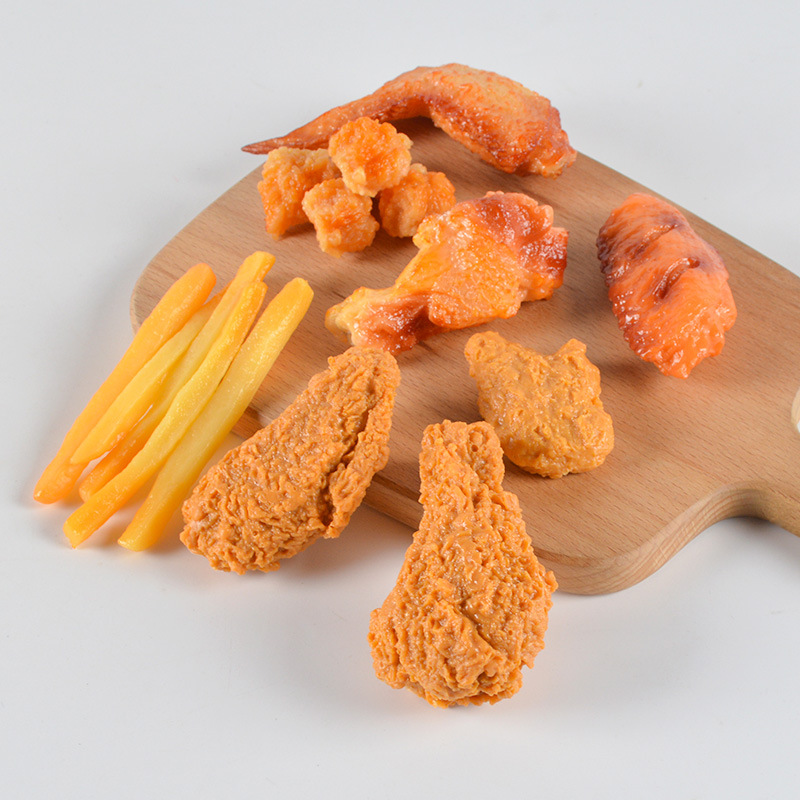 仿真薯條炸雞鑰匙扣雞腿雞翅食物模型食玩漢堡道具玩具擺件