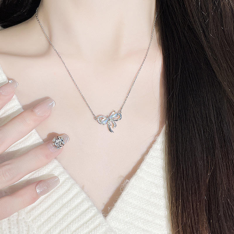 Collana con fiocco per donna, regalo di gioielli con ciondolo con fiocco alla moda per donne e ragazze_voghion.com