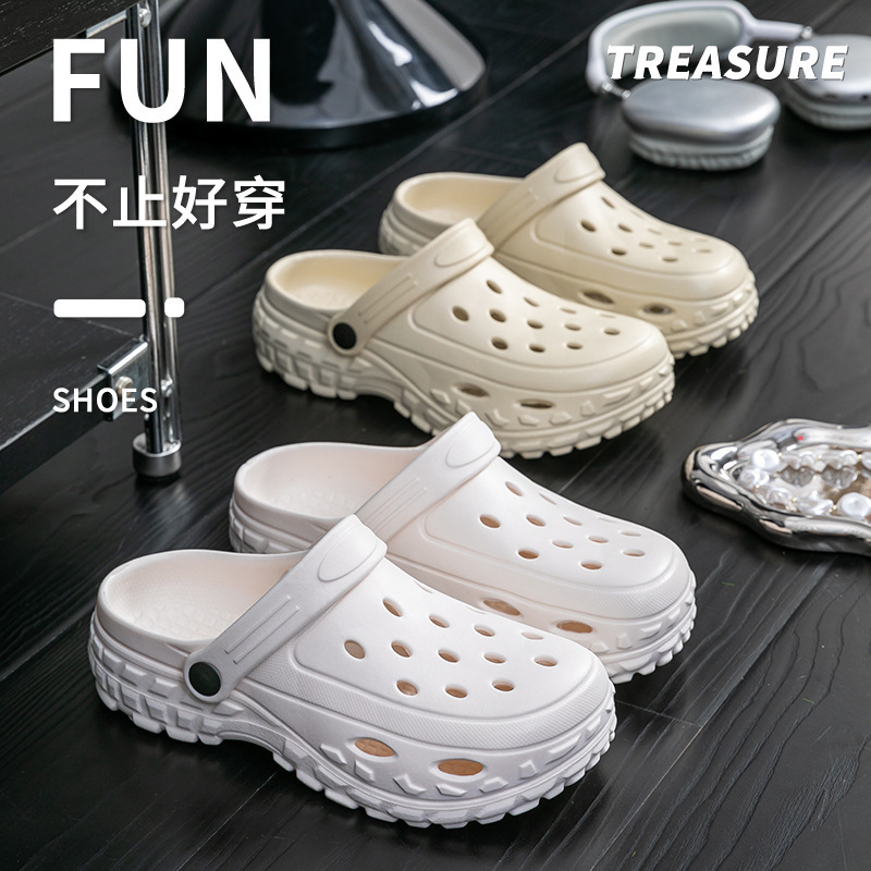 Women's New Summer Outer Wear Height-Increasing Clogs, Sports Outer Wear, Wear-Resistant Thick-Soled Toe-Cap Sandals for Outdoor Wear Women's New Summer Outer Wear Height-Increasing Clogs, Sports Outer Wear, Wear-Resistant Thick-Soled Toe-Cap Sandals for Outdoor Wear