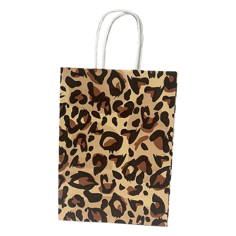 Amazon transfronterizo leopardo impresión serie moda bolsa de papel bolsa de regalo Portátil Bolsa de regalo exquisita bolsa de regalo en stock