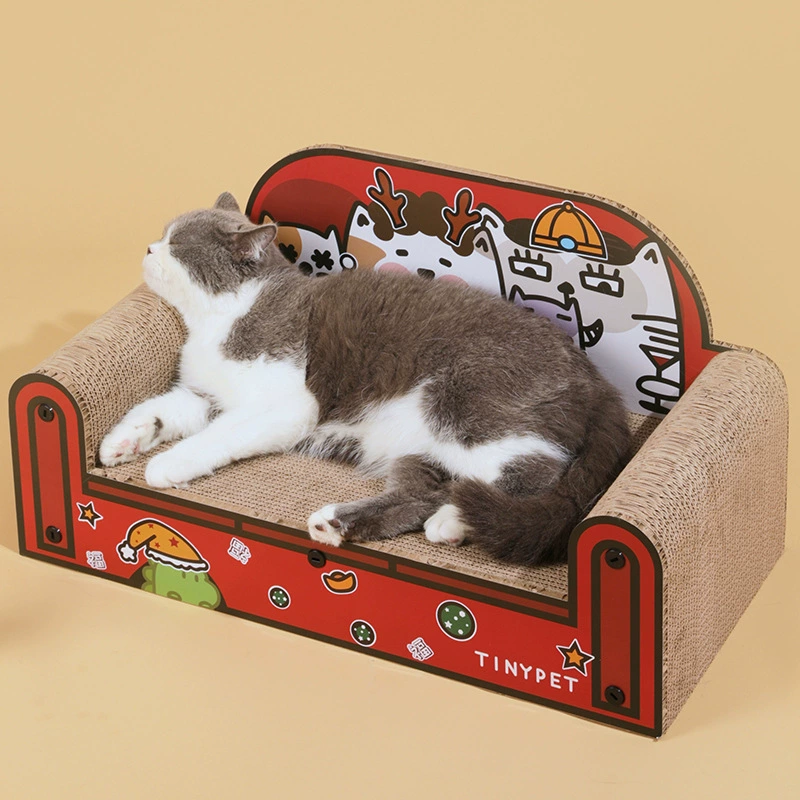 Пуфик для питомца (Tinypet) картонный диван для кошек с царапалкой и наклейками DIY, варианты семейного портрета